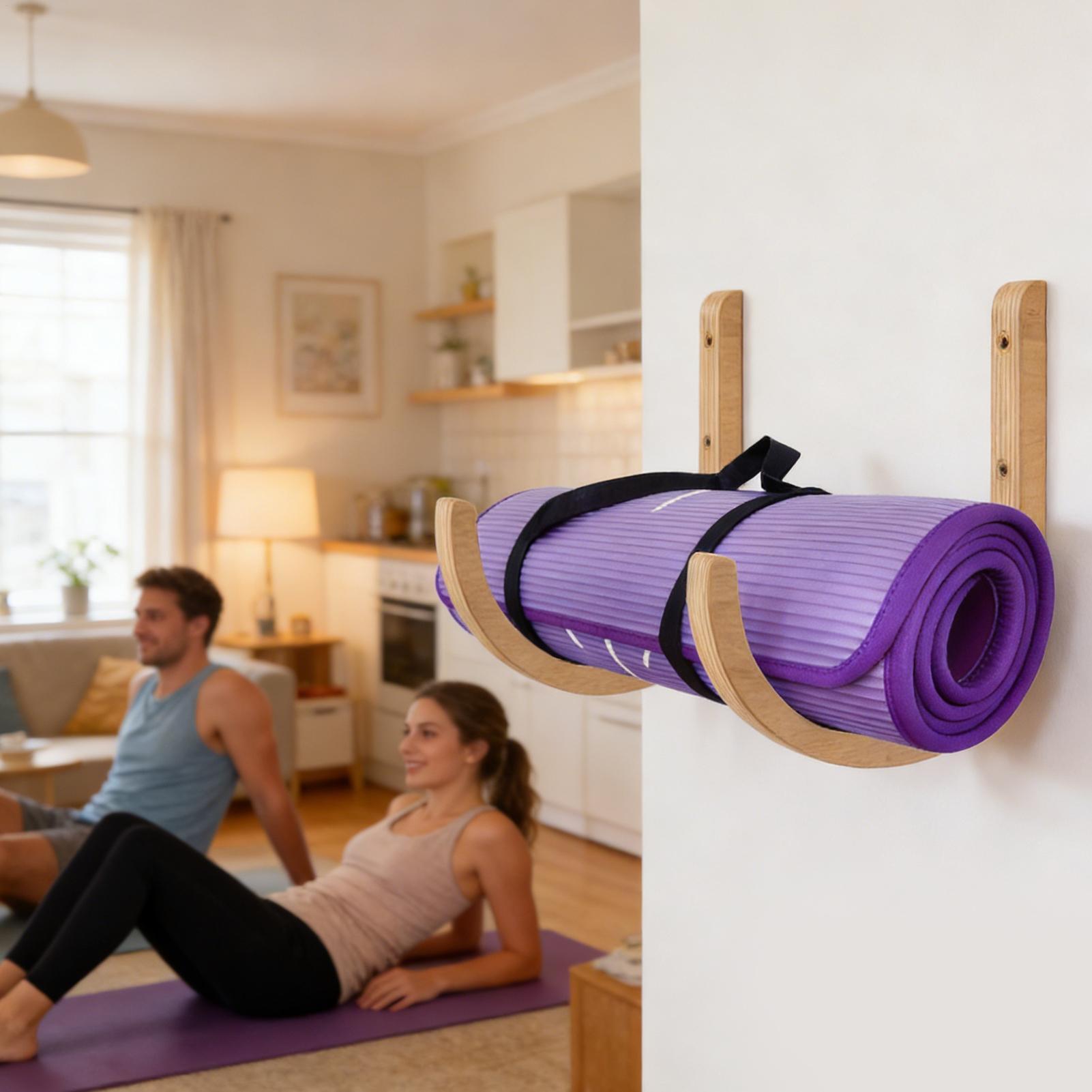 Home Gym Yoga Mat Storage - 나무 요가 매트 홀더 벽걸이, 나사