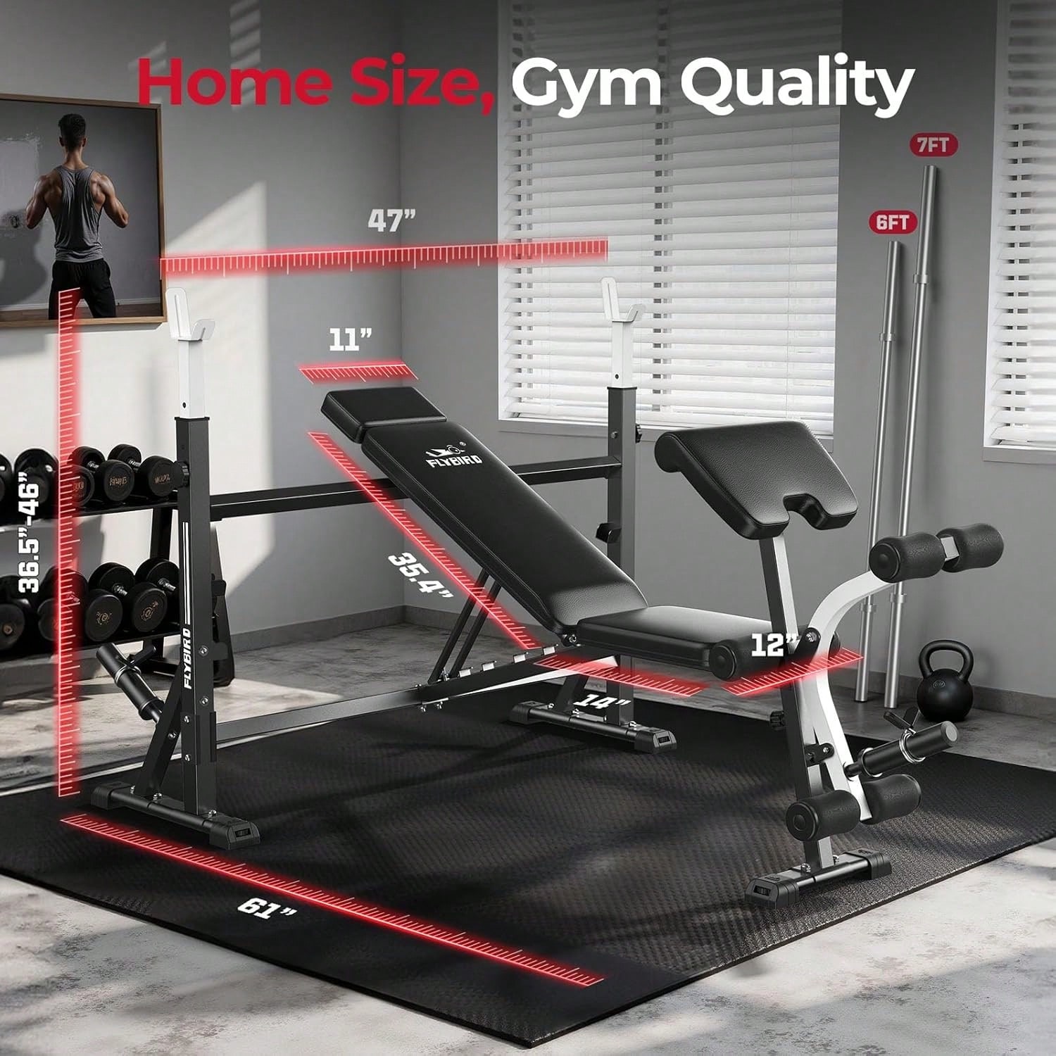 FLYBIRD 조절식 웨이트 벤치, 벤치 프레스 랙,  - Home Gym Leg Extension 리뷰 및 가격