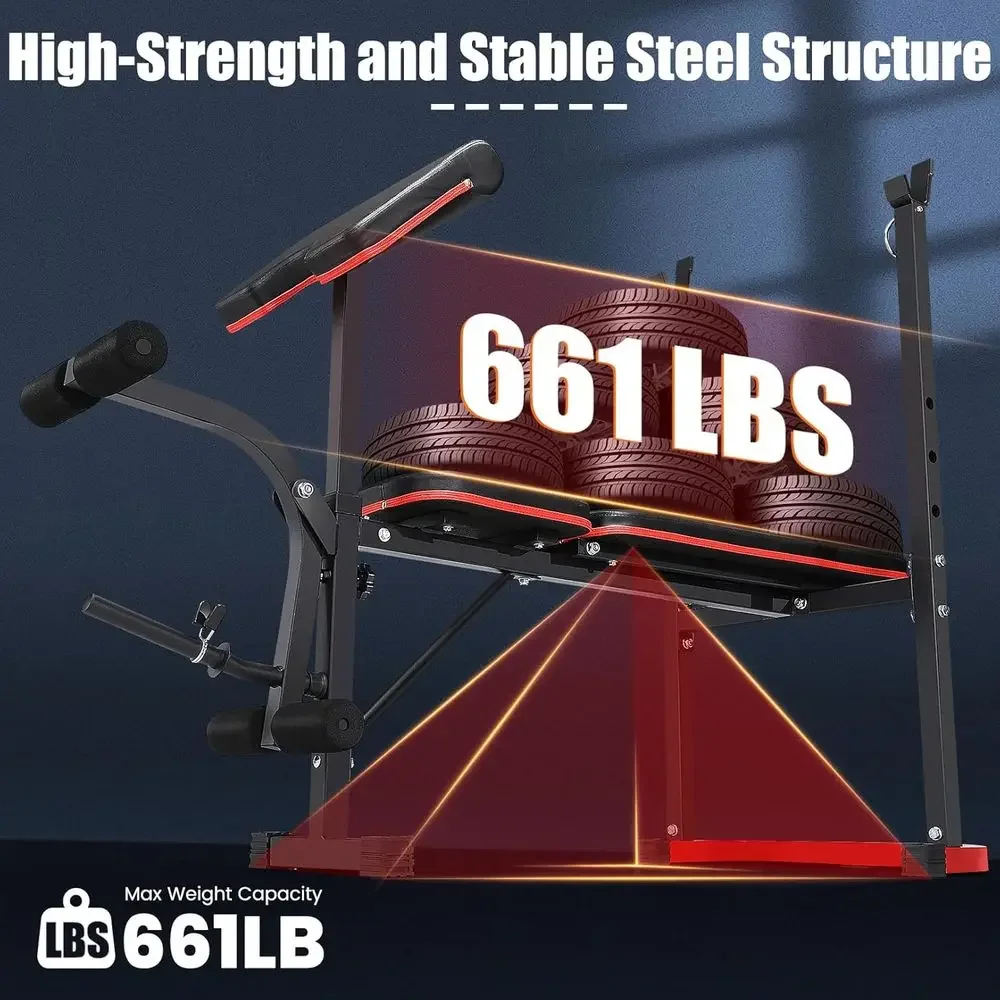 8-in-1 조절 가능한 웨이트 벤치 (스쿼트 랙, 레 - Home Gym Leg Extension 리뷰 및 가격