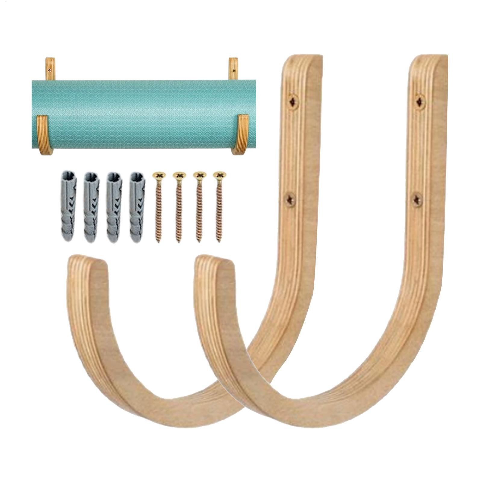 나무 요가 매트 홀더 벽걸이, 나사 포함 2개 세트,  - Home Gym Yoga Mat Storage 리뷰 및 가격
