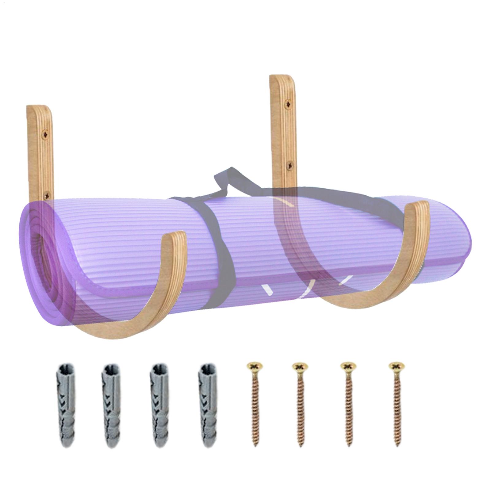 나무 요가 매트 홀더 벽걸이, 나사 포함 2개 세트,  - Home Gym Yoga Mat Storage 리뷰 및 가격