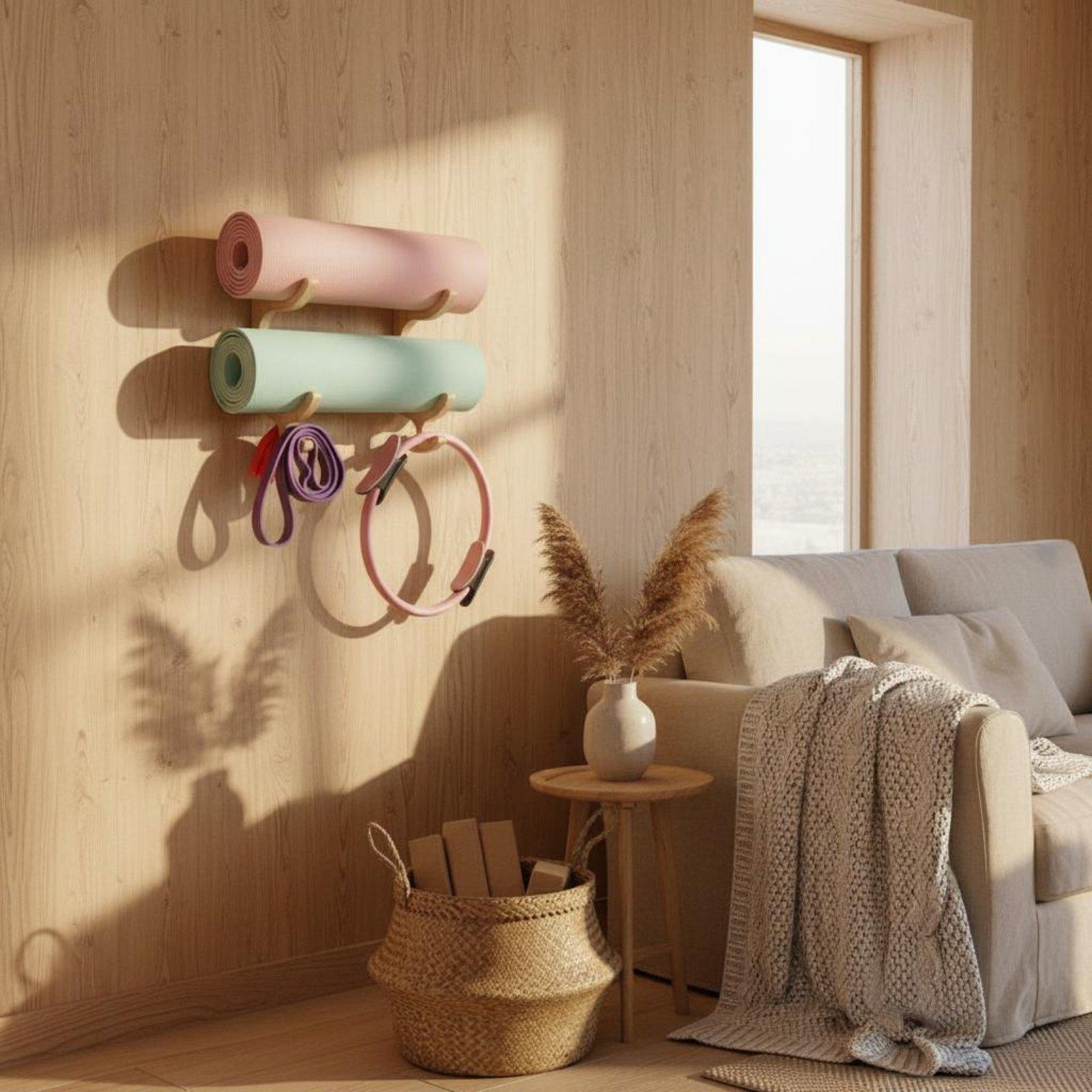 나무 요가 매트 보관 선반 벽걸이형 다층 홀더 운동 매 - Home Gym Yoga Mat Storage 리뷰 및 가격