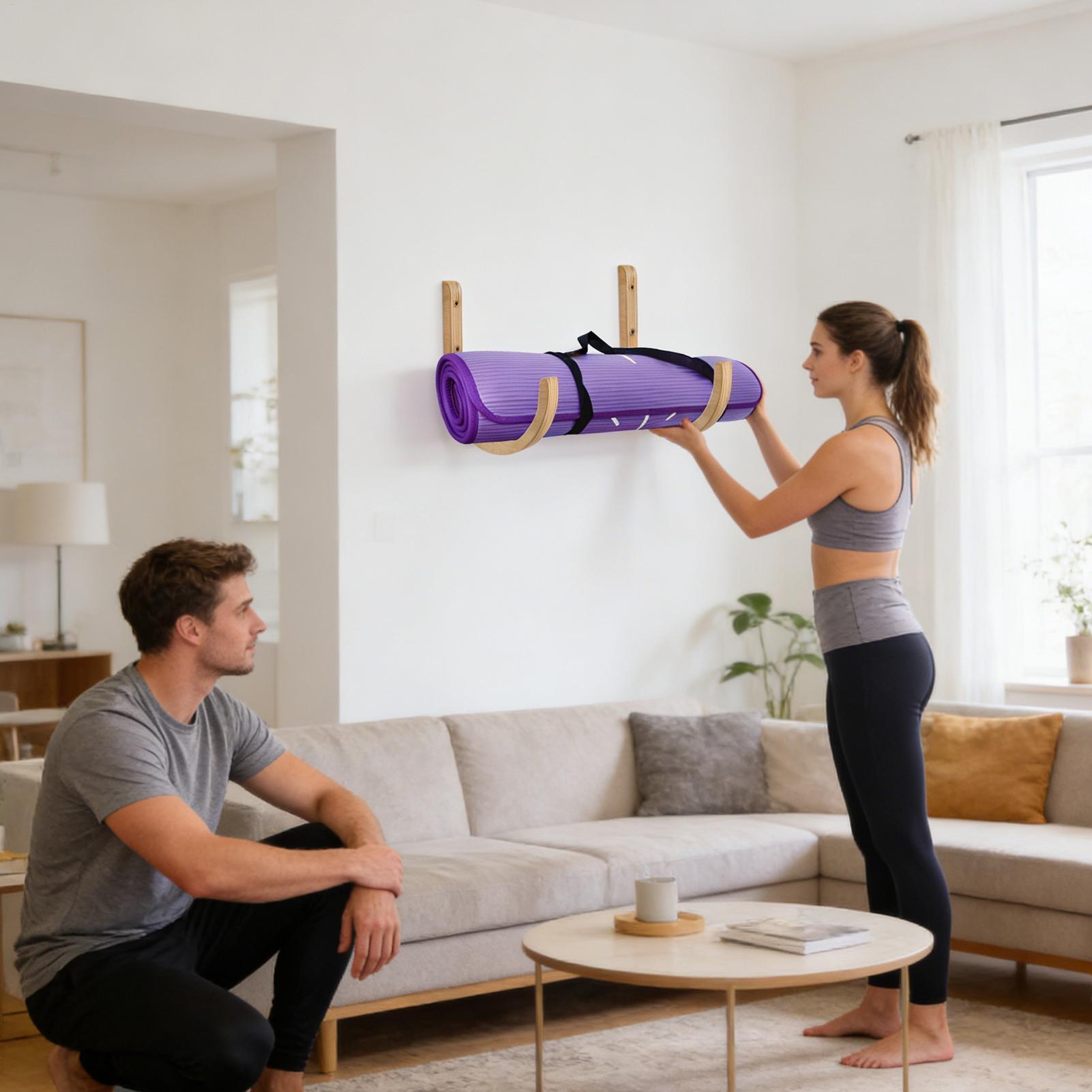 요가 매트 홀더 2개 나무 재질 나사 포함 요가 매트  - Home Gym Yoga Mat Storage 리뷰 및 가격