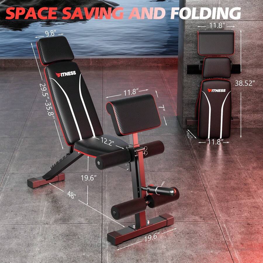 7단계 조절 가능한 웨이트 벤치, 확장형 헤드레스트 및 - Home Gym Full Setup 리뷰 및 가격