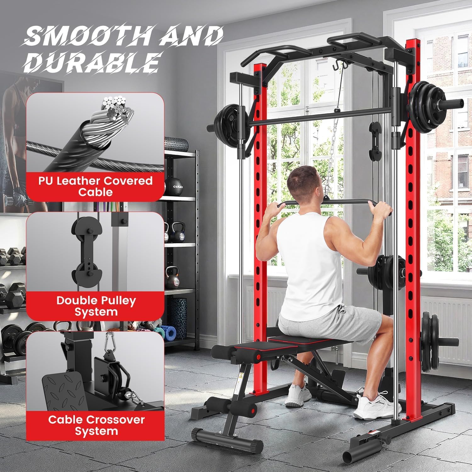 올인원 스미스 머신 파워 랙 (랫 풀다운, 풀업 바,  - Home Gym Lat Pulldown 리뷰 및 가격