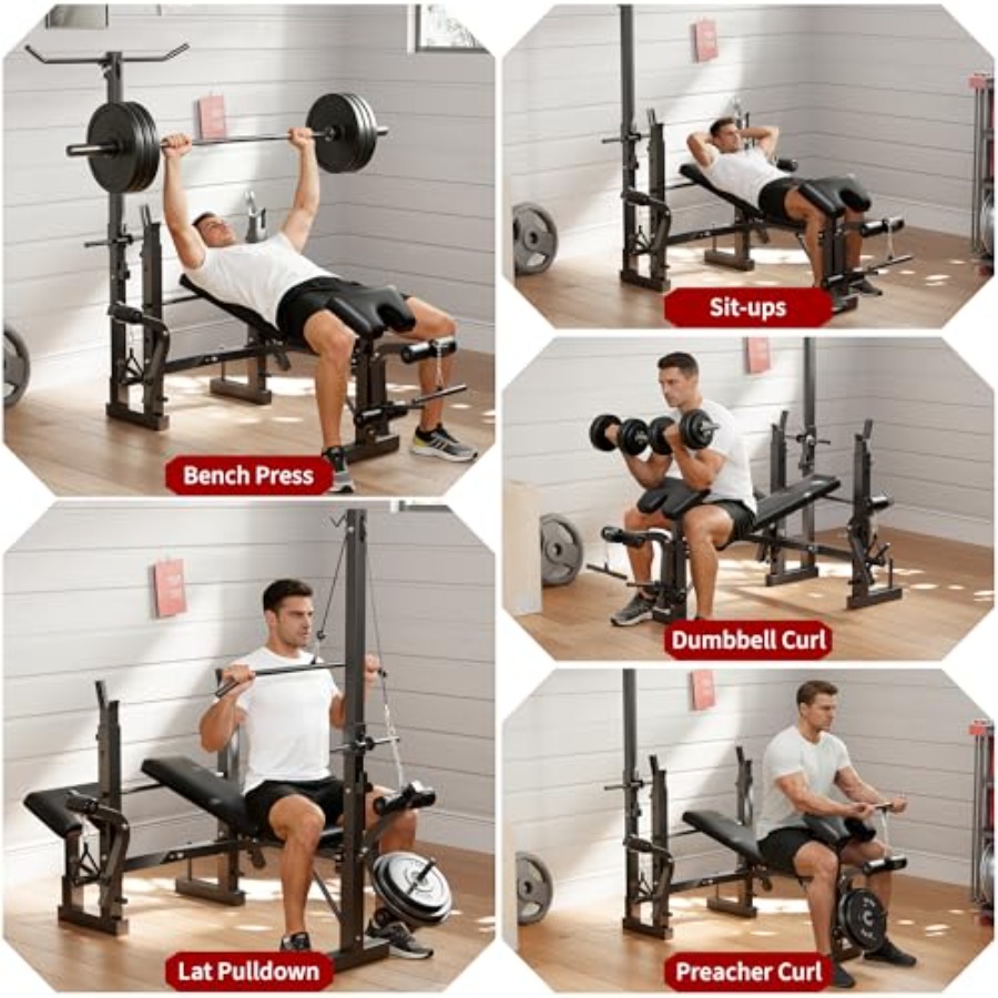 홈짐 웨이트 벤치 세트: 스틸 프레임 블랙 다기능 벤치 - Home Gym Leg Extension 리뷰 및 가격